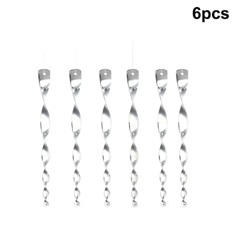 6/10/12Pcs Sparkling Bird Repellent Spiral Reflectors Silvery PS Hanging Deterrents For Garden Scare Away Woodpeckers Pigeons Qme 6pcs Silver