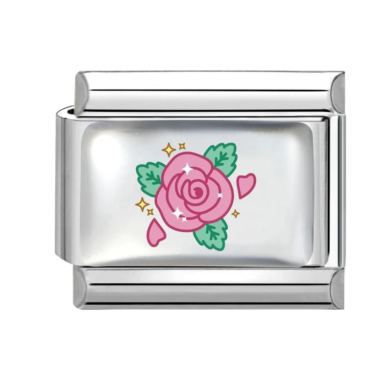 Design Colorful Earth Sun Sunflowers Stainless Steel Link fit 9mm Italian Flowers Series Jewelry Making DIY Charm Bracelet Gifts Qme Style 38