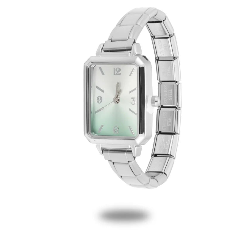 New High Quality Simple Square Watch Bracelet Fit 9mm DIY Italian Charm Stainless Steel Gradient Color Watch Bangle Jewelry Gift Qme Style 30
