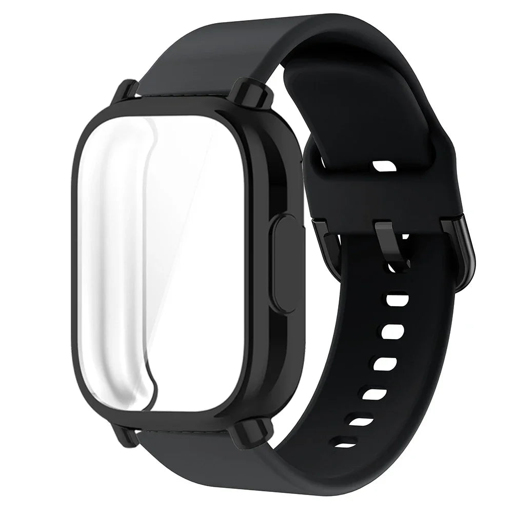 Protector Case+Silicone Strap For Xiaomi Redmi Watch 5 active/5 Lite Full Cover Screen TPU Soft Shell and Breathable Sport Band Qme BB For Redmi 5 Lite