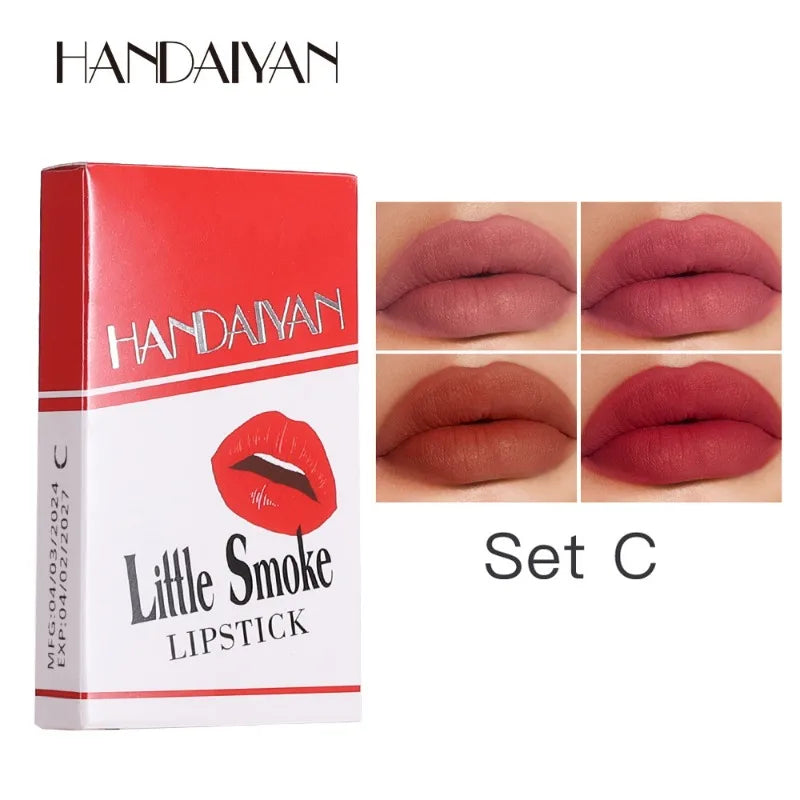 1/4PCS/Set Creative Cigarette Lipstick 12 Colors Velvet Matte Lasting Waterproof Lipstick Sexy Matte Non-Stick Cup Lip Makeup Qme 4Pcs-C