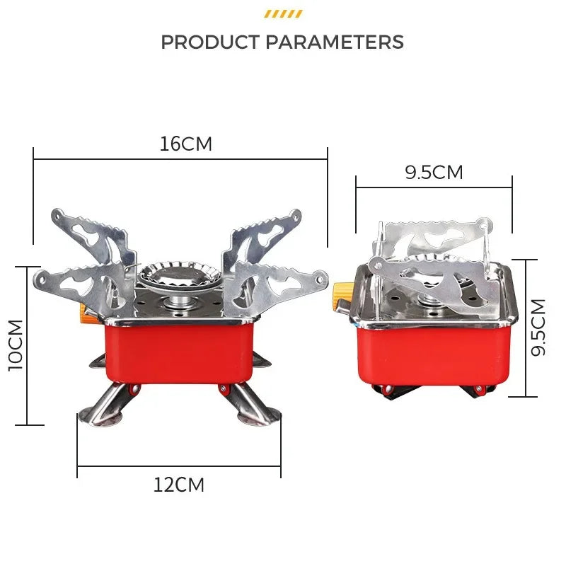 Portable Mini Square Stove Outdoor Folding Gas Stove Card Camping Cooking Utensil Ultra-Light Travel Cookware Hiking Equipment Qme