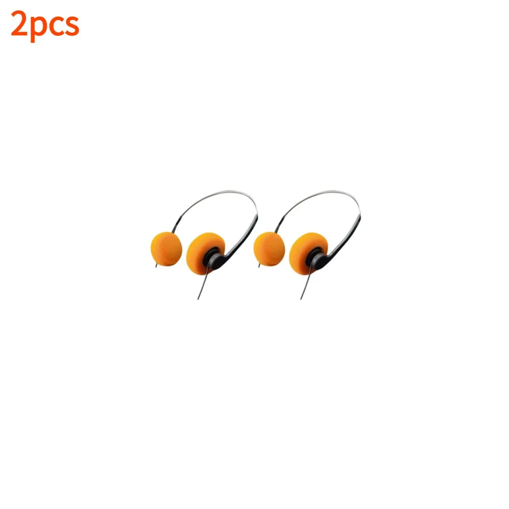 INS Japanese Retro Headphones Nostalgic Headsets HiFi MP3 Walkman Headphones Sports Photo Props Wired Earphone Personality Qme orange-2PCS