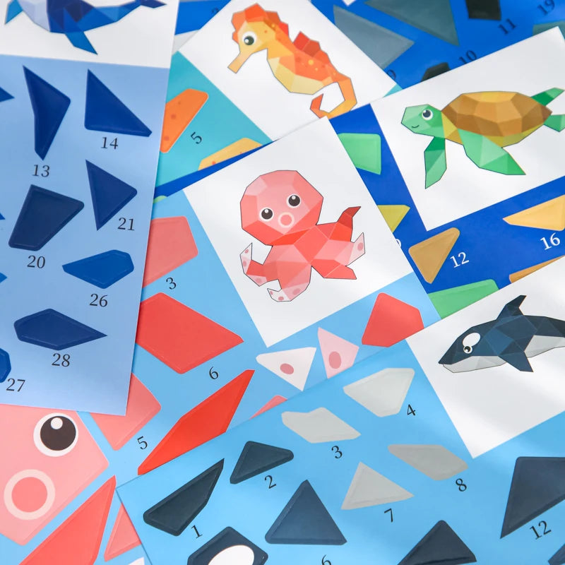4 Styles Cute Animal Puzzle Sticker Books, Educational Toys for Kids Ages 3+, Fun Learning Activities for Toddlers and Children Qme