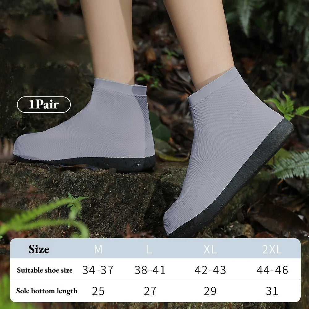 1 Pair Latex Waterproof Shoe Covers Anti-slip Reusable Outdoor Travel Qme Gray L