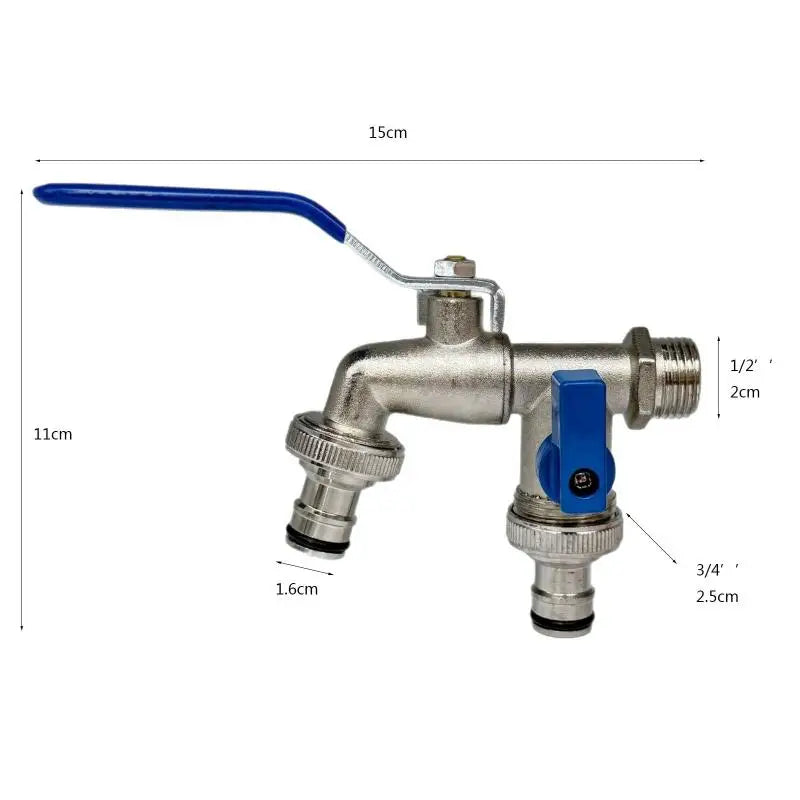 2 Outlets Irrigation Joint Replacement Fitting 1 2'' 3 4'' IBC Water Qme Blue