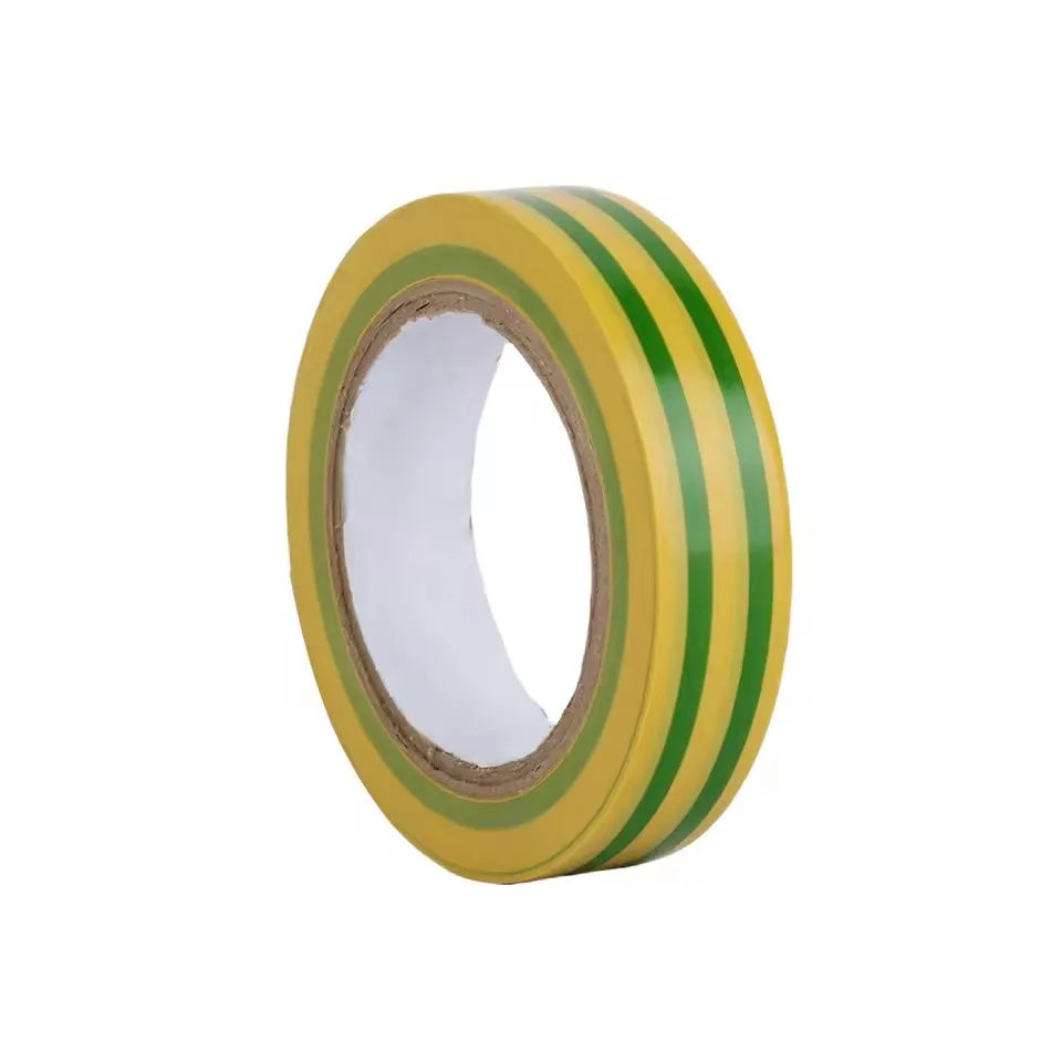PVC colored electrical tape is waterproof, flame-retardant, insulated, and environmentally friendly Qme Yellow Green 1Roll 12M 18mm