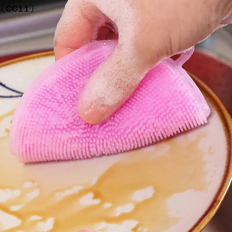 Silicone Cleaning Brushes Soft Scouring Pad Washing Sponge Dish Bowl Qme