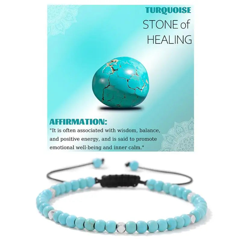 4mm Hematite And Natural Stone Bead Braided Adjustable Bracelet Suitable For Men And Women Daily Wear Holiday Gift Jewelry Qme A9