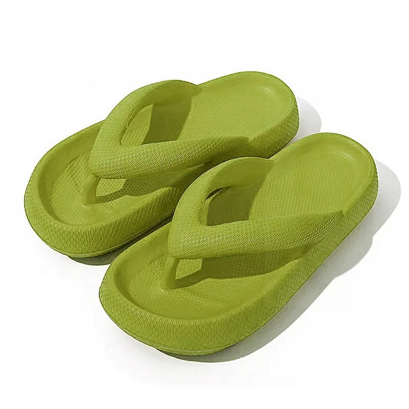 New Summer Platform Flip-Flops Handmade Flower Soft Bottom Cloud Slippers Travel Holiday Beach Lady Cute Shoes Women Slides Qme