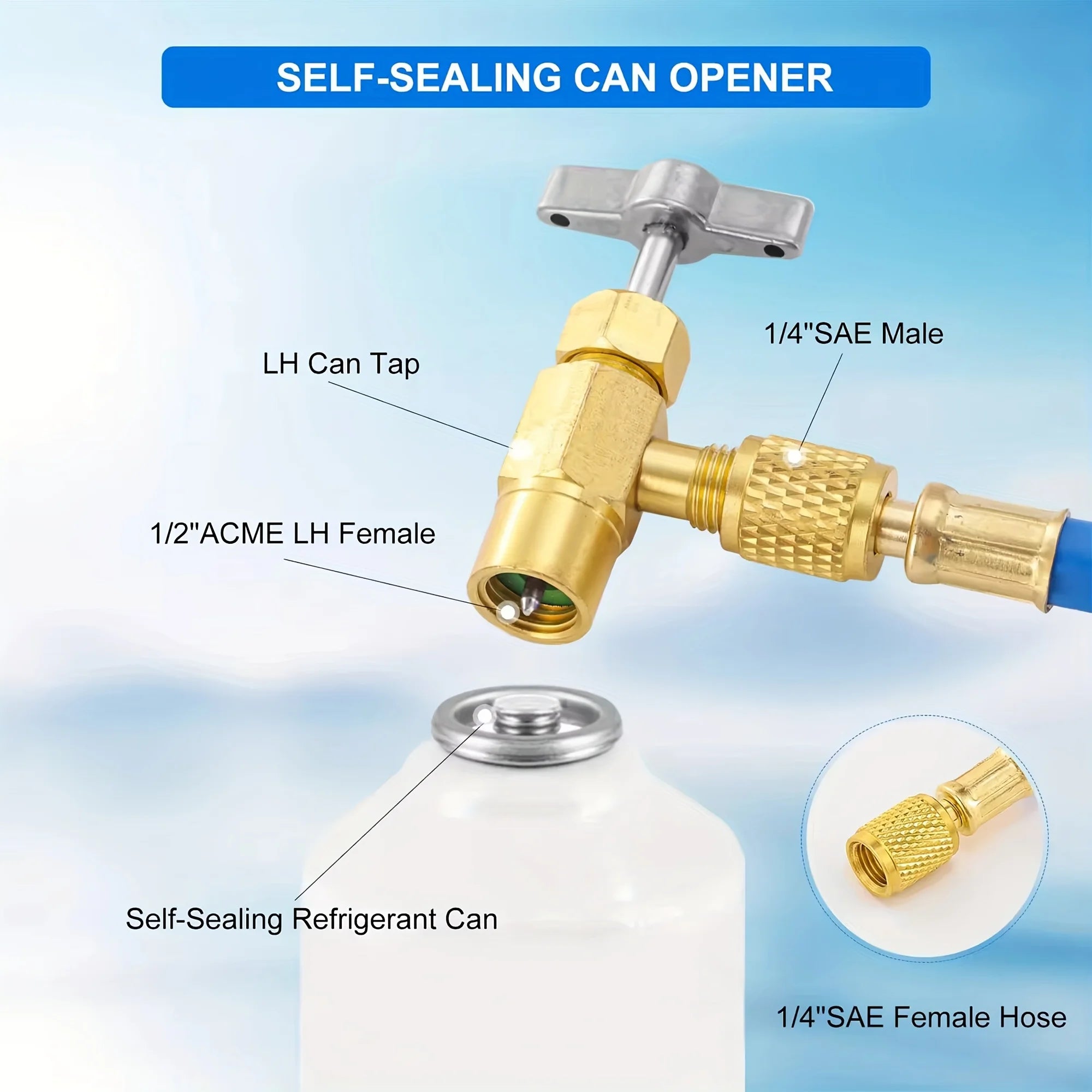 R134A Recharge Measuring Hose Can Tap Gauge Refrigerant Charging Pipe Qme