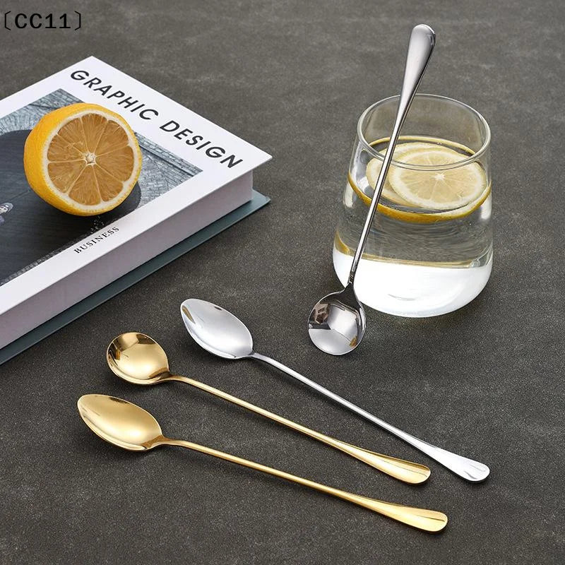 Coffee Spoon Long Handle Ice Cream Dessert Tea Picnic Drinkware Qme