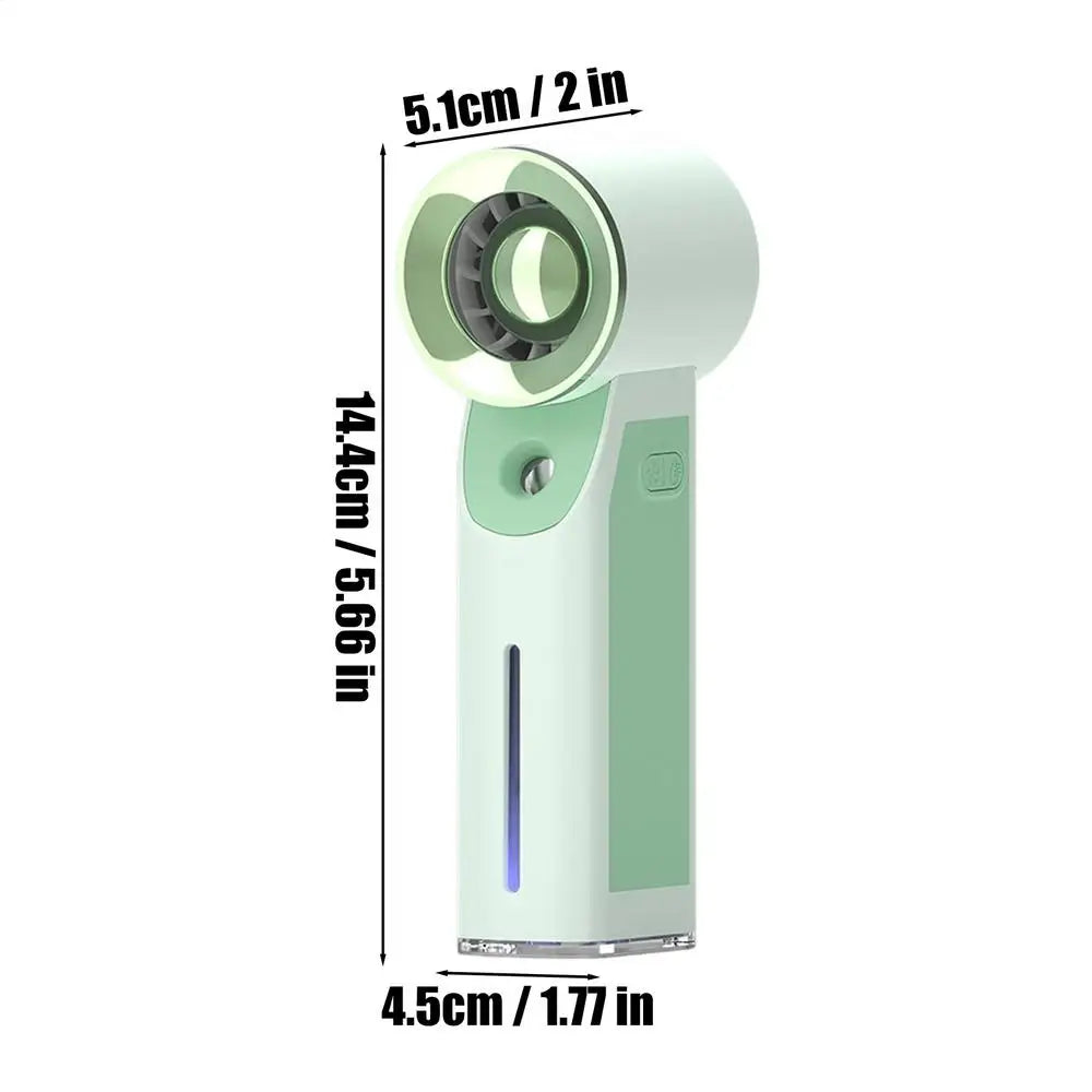 Misting Fan Portable Cooling Rechargeable 30ml Water Tank Battery Powered Mister Fan for Travel Camping Hiking Fishing Summer Qme CN Green