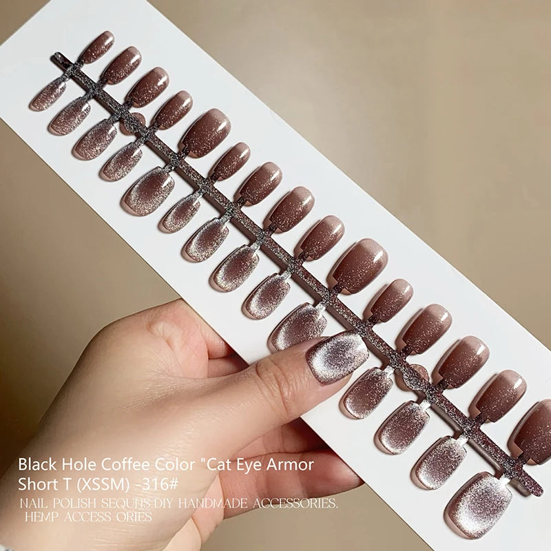 Cat Magnetic Press Nail Pretty Fake Nails Detachable Full Tips Qme