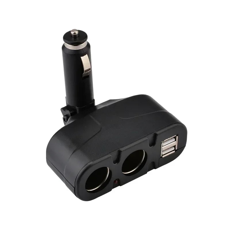 New DC 12V 60W Car Cigarette Lighter 2 Way Dual USB Adapter Charger Plug 90 Degree Foldable for Car SUV Off-road Cables Qme