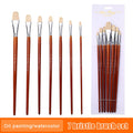 Professional Hog Bristle Filbert Oil Paint Brushes Long Wooden Handle Qme Default Title