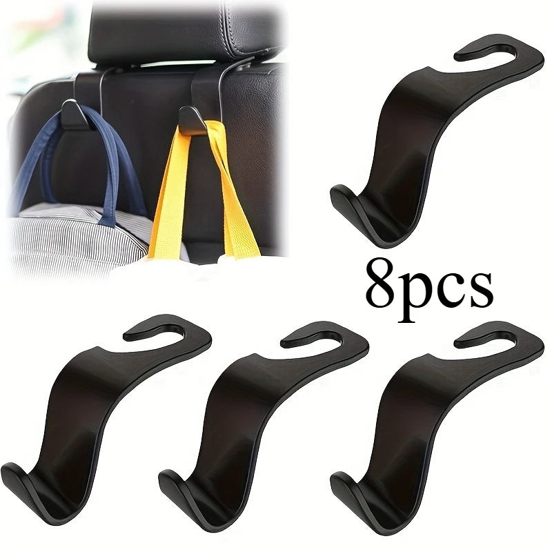 Car headrest hook, auxiliary hook, car seat headrest hook, hook storage bag universal handbag coat suitable for universal car Qme black8pcs