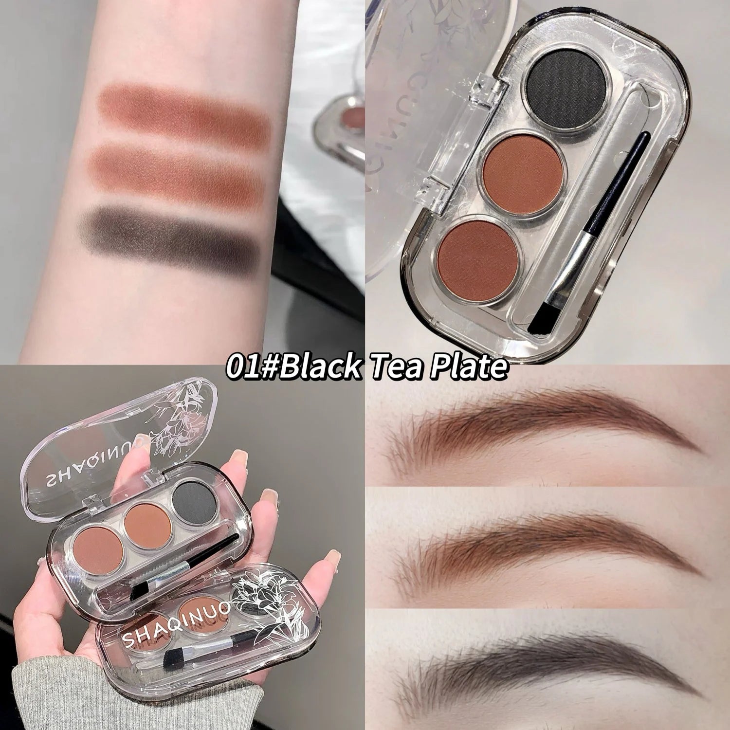SHAQINUO 3-Color Eyebrow Powder Waterproof Sweatproof Long-lasting Qme N1010-01