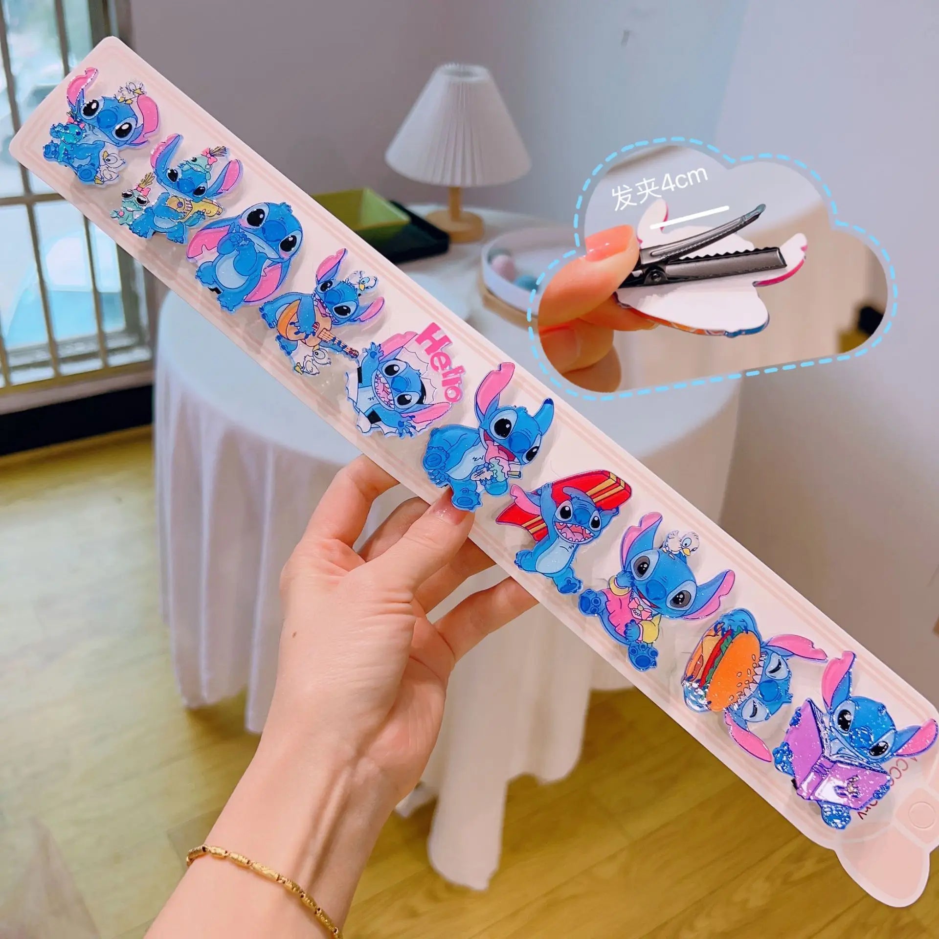 Cute “Stitch” Cartoon Acrylic Hair Clip Student Hair Accessories: Hair Ties, Elastic Bands, and Hair Bands Qme 10