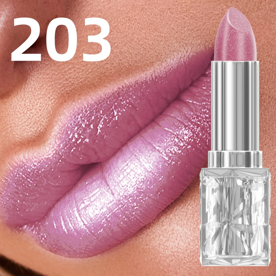 7 Colors Sparkling Metallic Finish Lipstick Hydrating Red Pink Qme 203