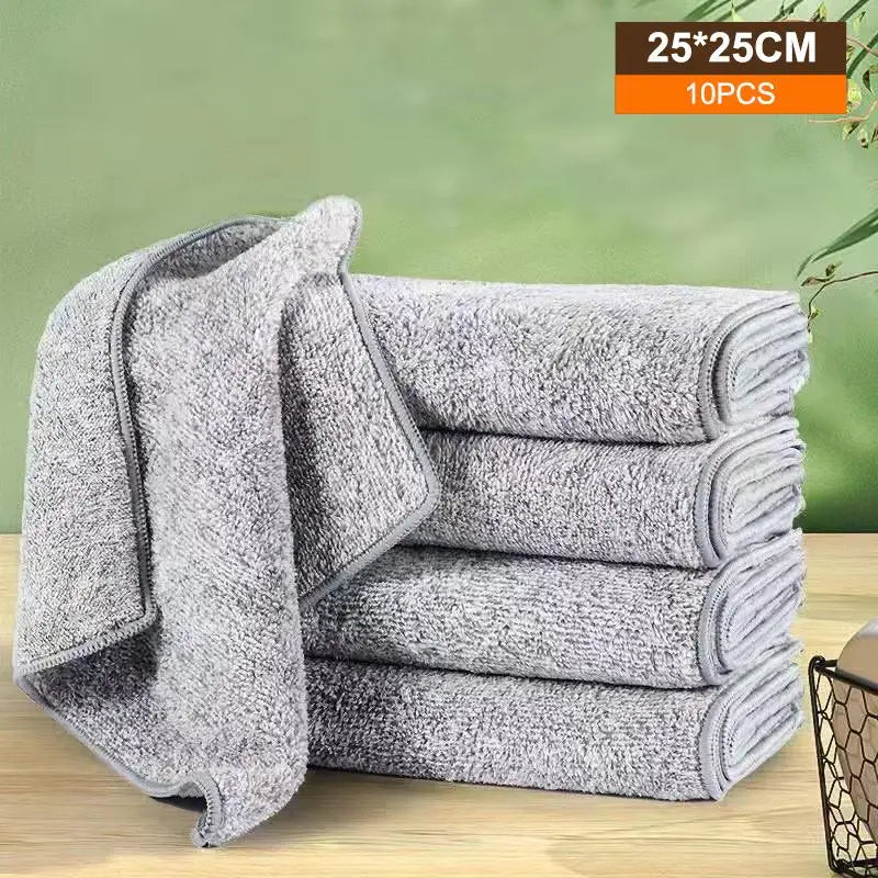 10Pcs Dishwashing Cloth Kitchen Rainbow Cloth Absorbent But Not Shedding Hair Table Cleaning Towel Household Thick Scouring Pad Qme A7