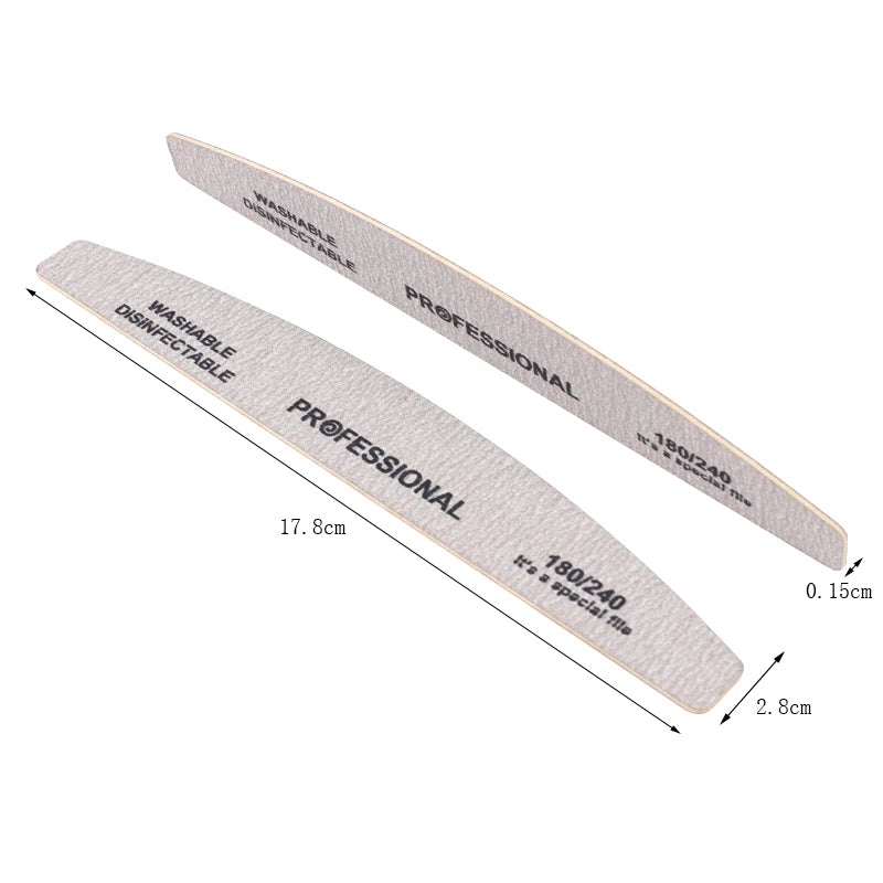 Wood Sandpaper Nail File 180 240 Professional Emery Board Manicure Qme