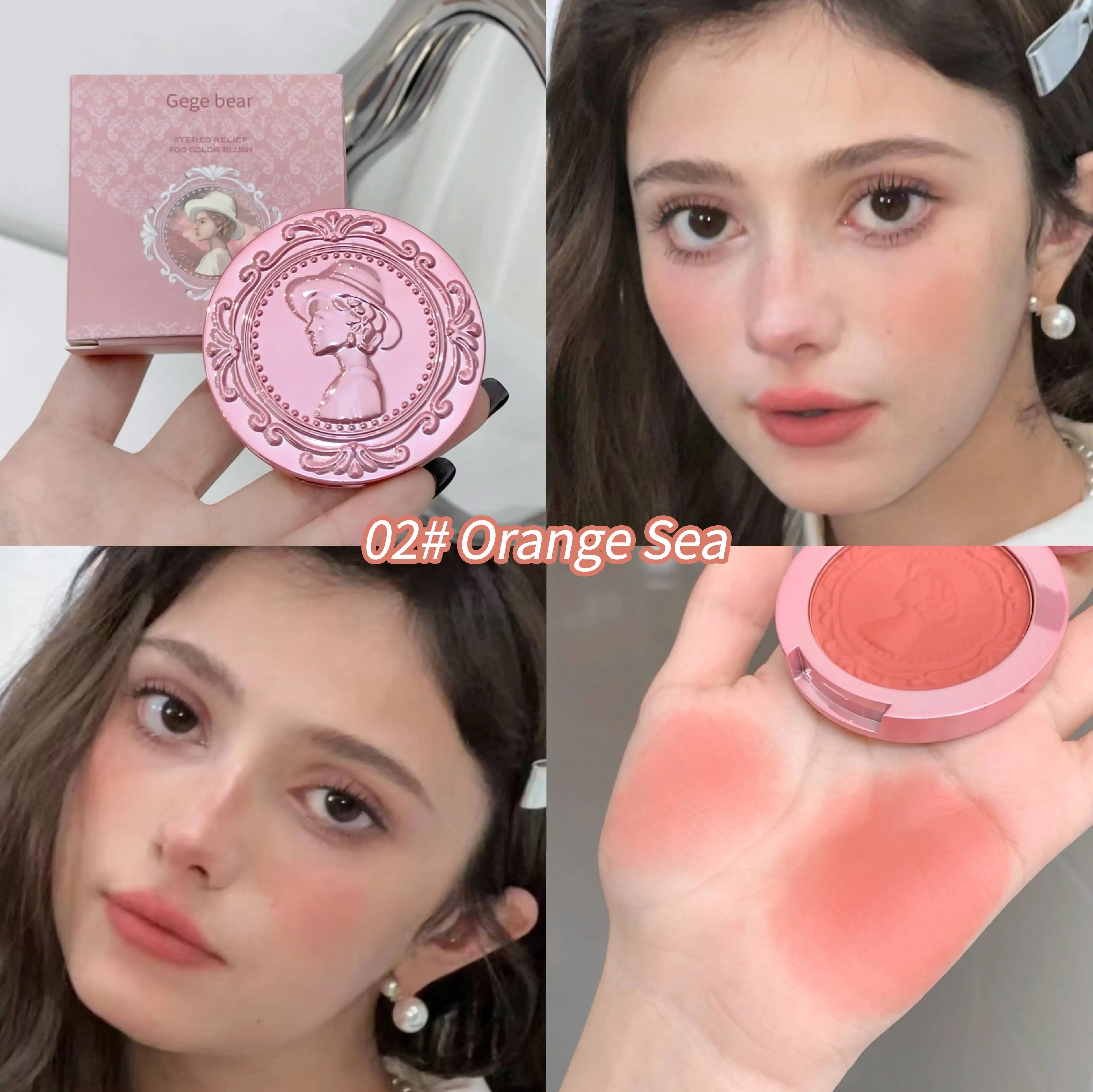 GEGE BEAR 3D Embossed Matte Blush Retro Silky Low Saturation Long Qme GX2011-2