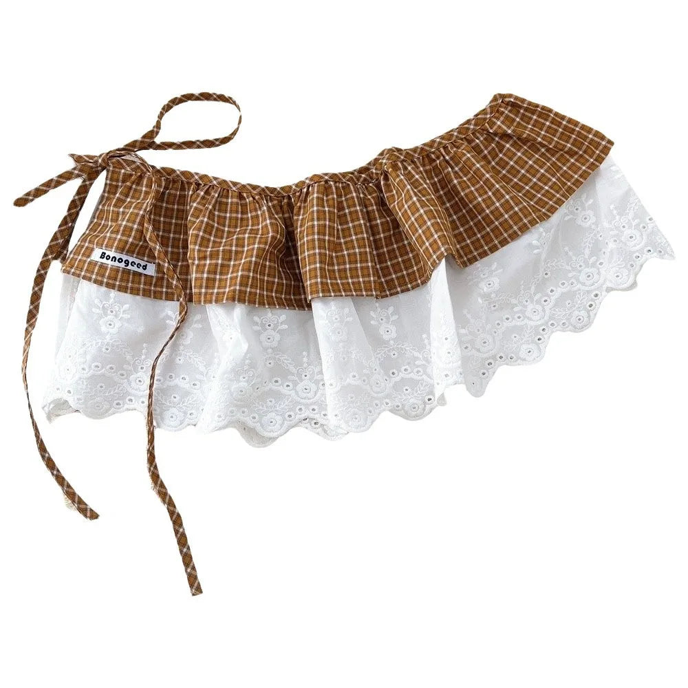 Sweet Balletcore Plaid Fart Curtain Korean Lace Up Mini Skirts Qme Style G