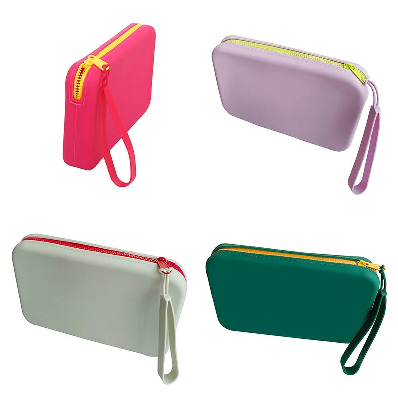 Portable Cosmetic Waterproof Organizer Square Silicone Storage Bag Qme