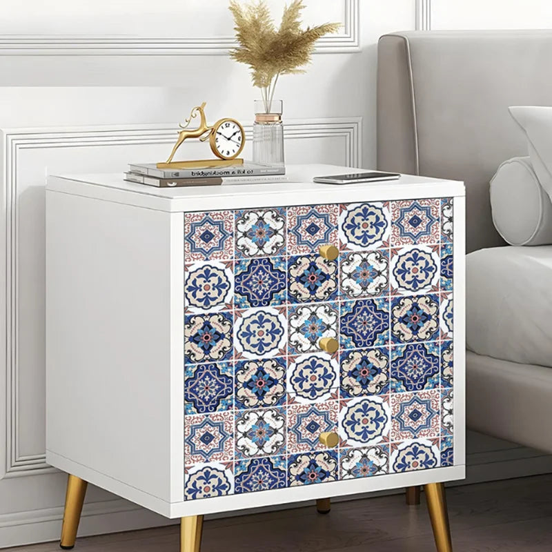 Self‑Adhesive Antique Floral Tile Wall Film Waterproof High‑Temp Resistant Anti‑Oil Easy Install Cooking Area Protection Sticker Qme