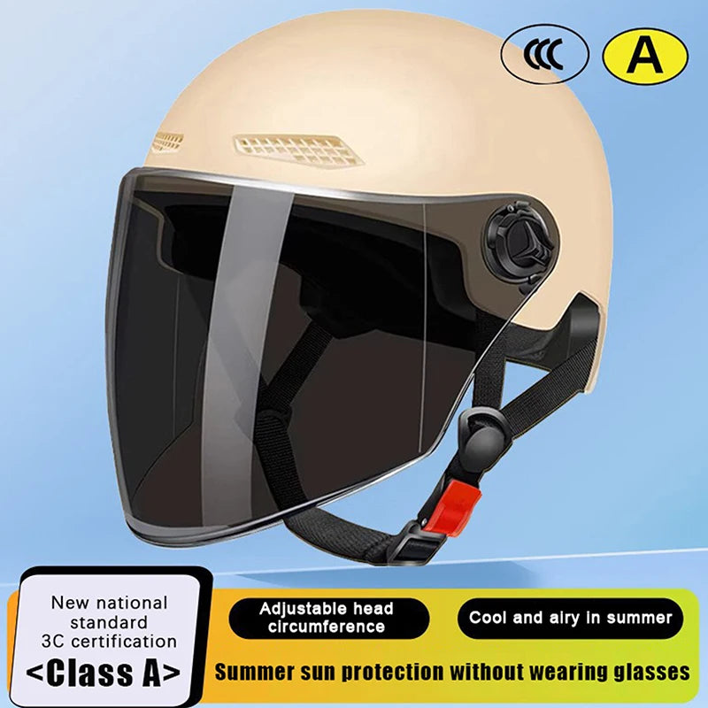 3C Certified Men's Women's Adult Cartoon Electric Bicycle Motorcycle Qme Khaki B Sunscreen
