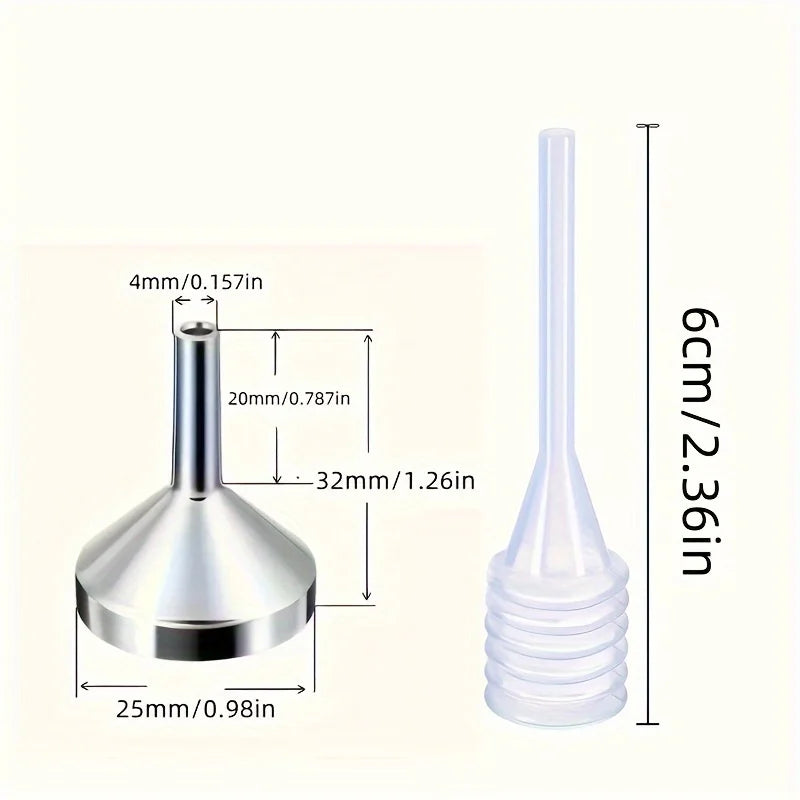 Metal Small Funnel and Straw for Perfume and Essential Oils, Easy to Dispense and Add Various Liquids Special Tools Qme