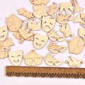 30Pcs 16-38mm Creative Wooden Pieces Carnival Circus Clown/Mask/Crown Handmade Supplies Wood Crafts DIY Scrapbooking Home Decor Qme mix 30pcs