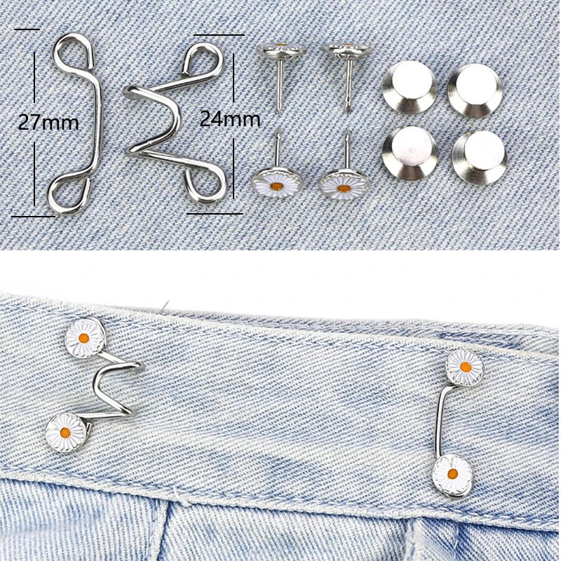 Women Skirt Pants Jeans Adjustable Waist Clip Metal Pins Clothing Qme
