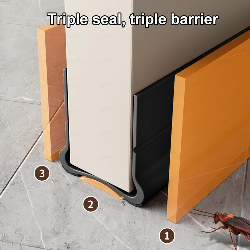 93cm Self-adhesive Door Bottom Sealing Strip PVC Flexible Door Gap Wind and Dust Proof Weather Strip with Soundproofing Felt Qme