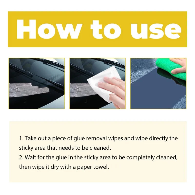 Adhesive Remover Wet Wipes for Floor, Glass, Ceramic, Plastic, Metal Cleaner: Glue Double-Sided Tape, Marker, Label Glue, Sponge Qme