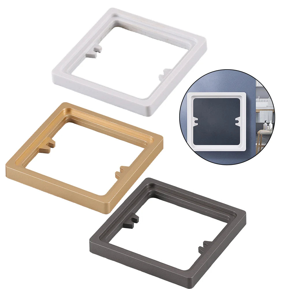 2pcs Switch Surround Plate Wall Panel Decoration 10MM Single Socket Spacer Socket Plate White Grey Gold Frame With 4x Screws Qme
