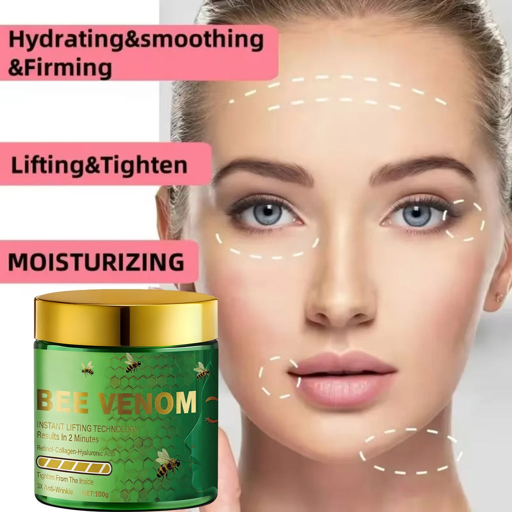 Bee Venom Instant Lifting Cream - 3X Anti-Wrinkle & Tightening Results in 2 Minutes with Retinol & Collagen. Qme