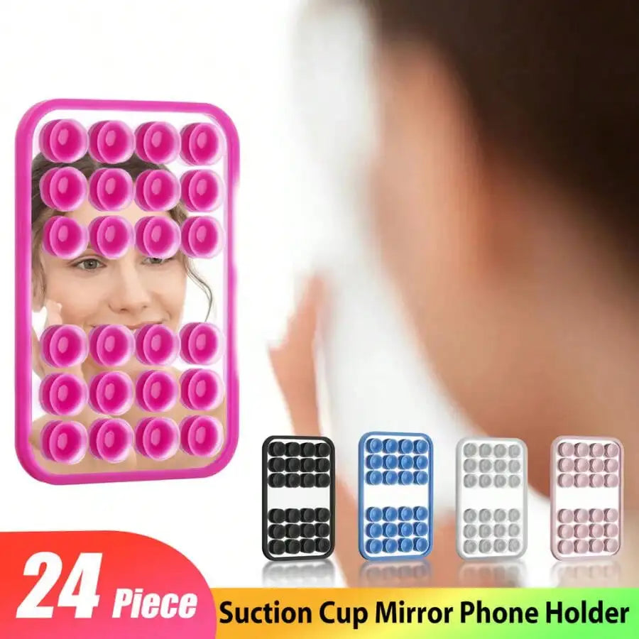 Upgraded Version 24 Suction Cups Mirror Silicone Cup Phone Holder Qme
