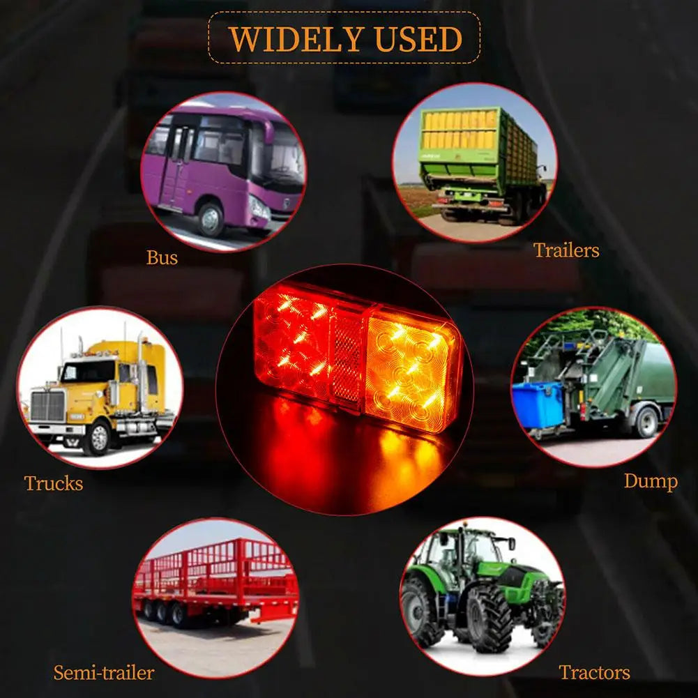 NEW 12V/24V/12-80V LED Truck Tail Lamp Taillight Turn Signal Indicator Stop Lamp Rear Brake Light For Car Truck Trailer Qme