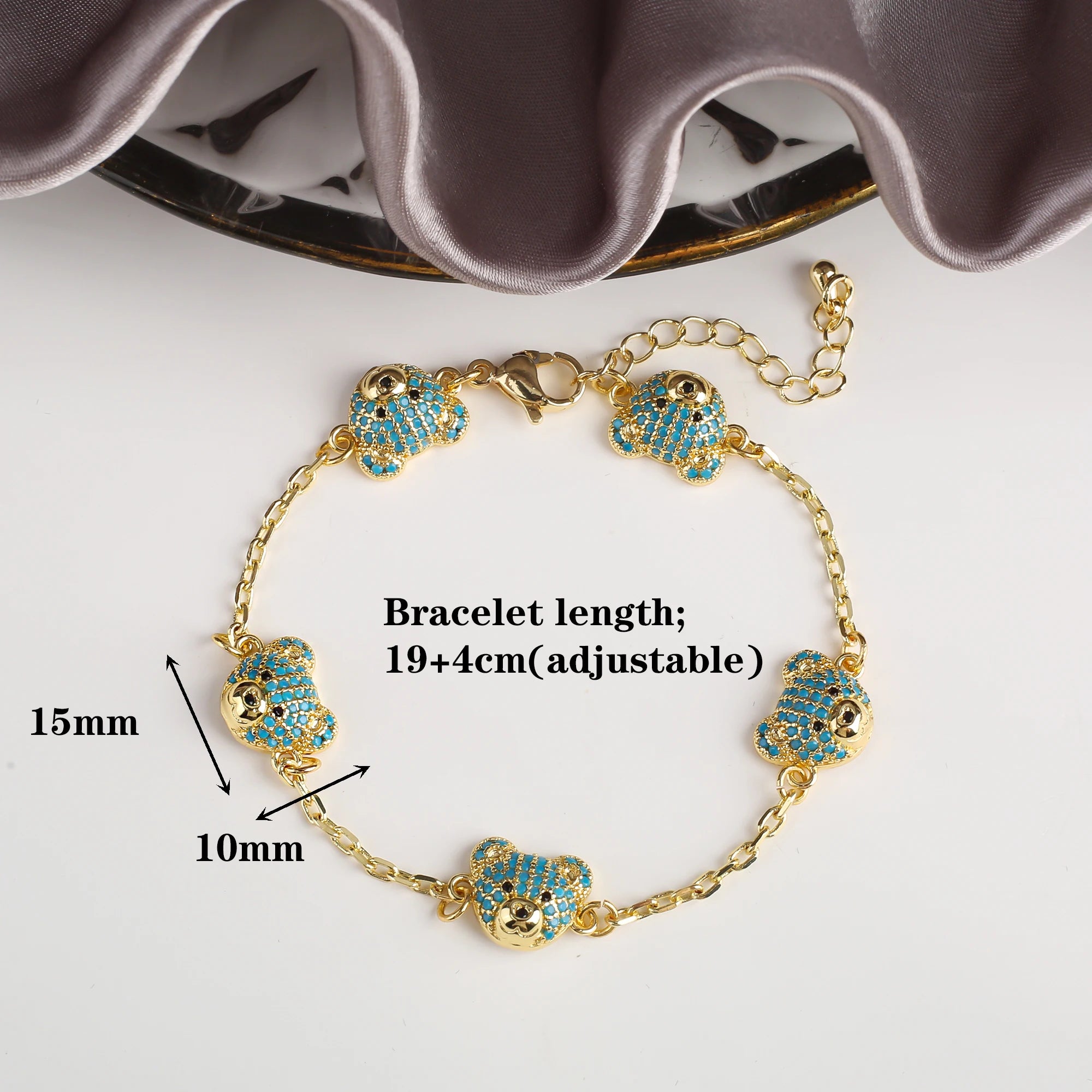 New 6 Colors Cute Zirconia Bear Bracelet Classic Animal Crystal Chain Bracelet Charm For Woman Girl Jewelry Gift Free Shipping Qme 5