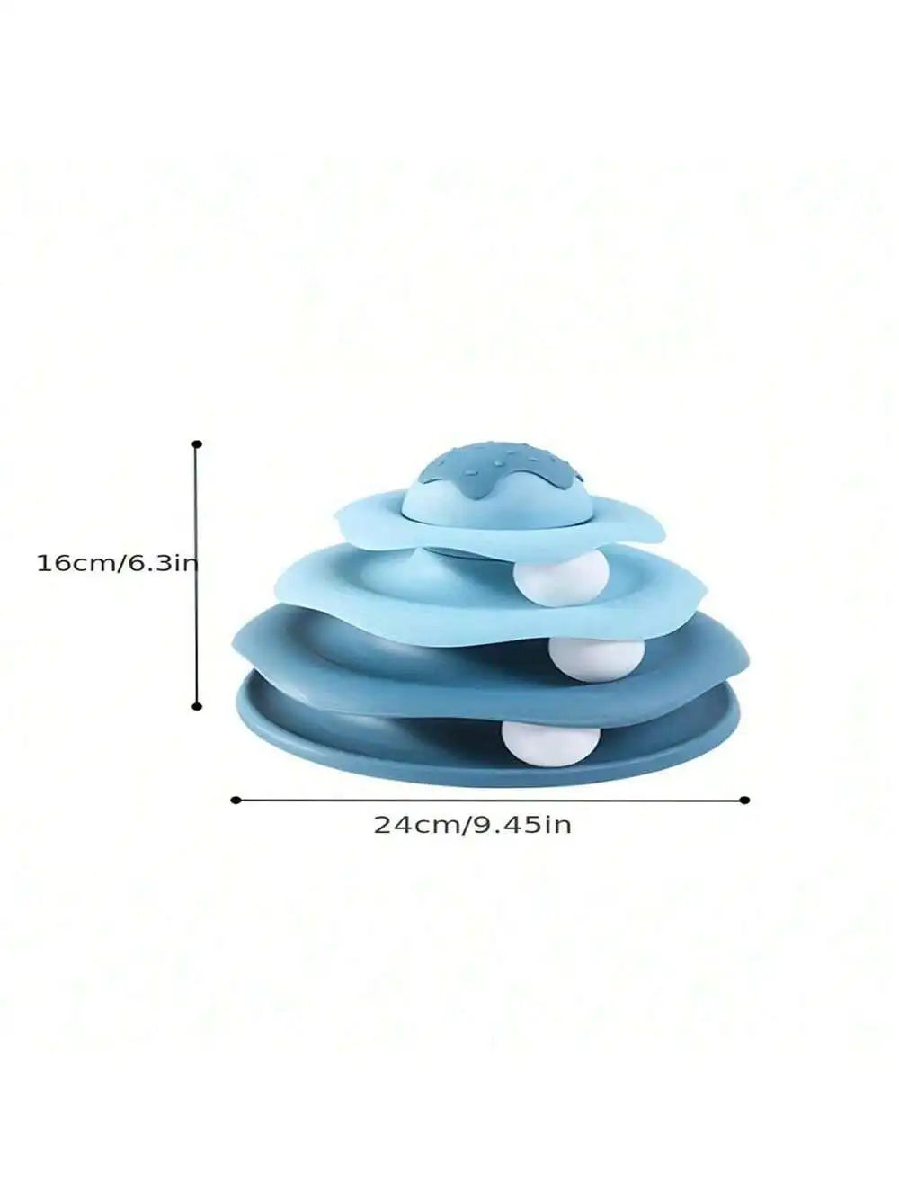 Cat Track Toy 3 Level Turntable Balls Ice Cream Shape Detachable Qme blue
