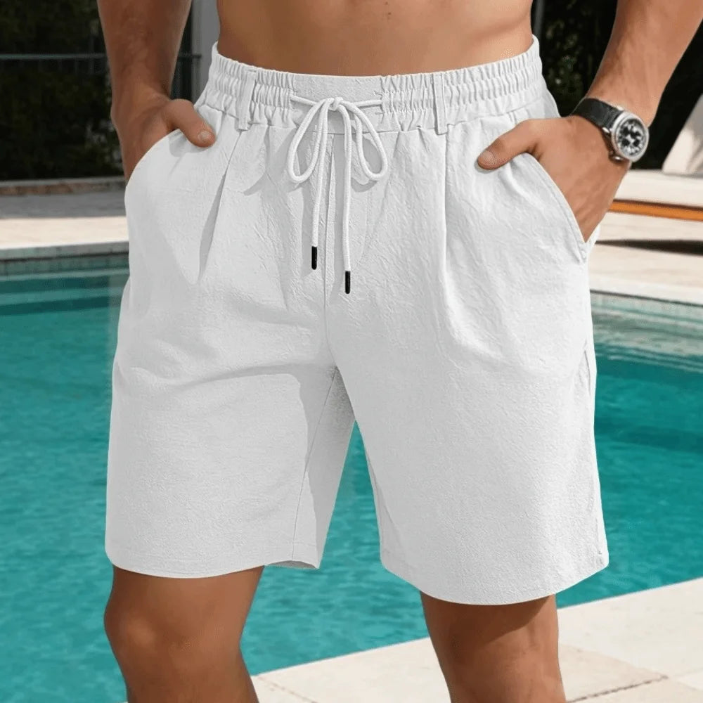 Smooth Flexible Elastic Waist Men's Shorts Drawstring Lightweight Five Quarter Pants Loose Fit Quick Dry Sweatpants Streetwear Qme