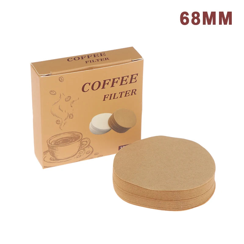 100Pcs Coffee Filter Paper Espresso Paper Filters 54/56/60/62/64/68MM Puck Screen For Machine Tools Qme Khaki 68mm