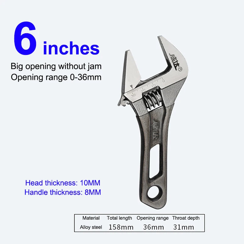 4/5/6/8 Inch Short Handle Adjustable Wrench Portable Mini Large Opening Monkey Spanner Household Wrench Tools Qme A3