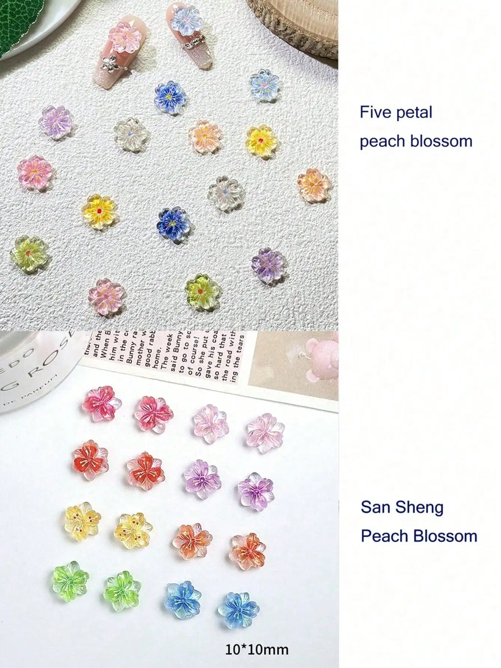 20 30 50 Luminous Ice Flowers Nail Charms Translucent 3D Resin Floral Qme