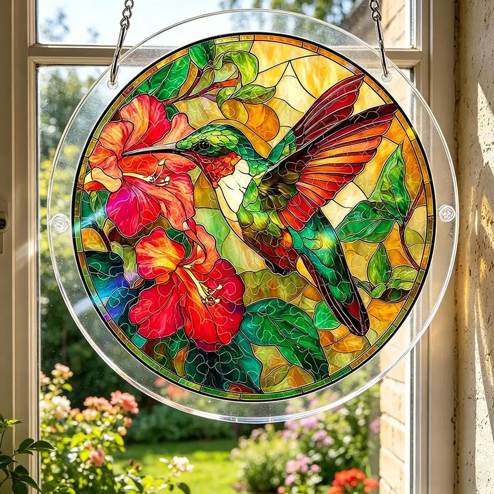 Window Hanging Suncatcher Acrylic Puzzle Round Garland Decoration Qme