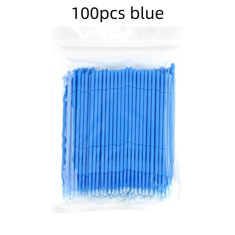 100pcs Microbrushes for Eyelash Extension Makeup Brush Swab Disposable Individual Applicators Mascara Eyelashes Brushes Qme 100pcs blue