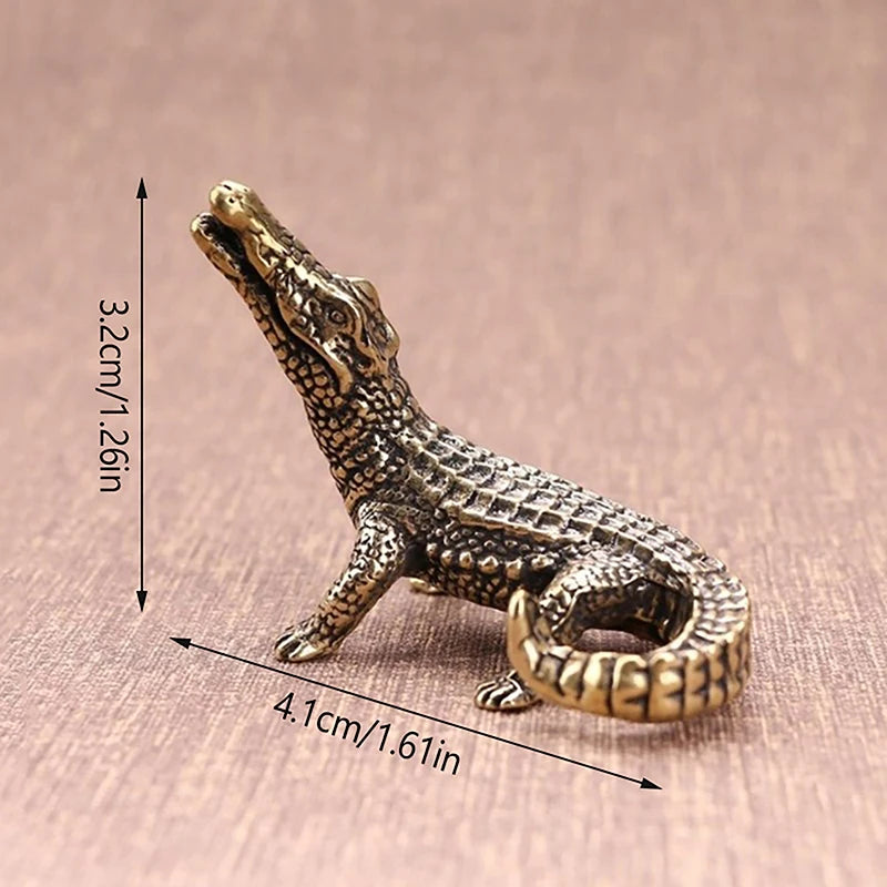 Home Feng Shui Decor Crafts Antique Bronze Crocodile Miniature Qme