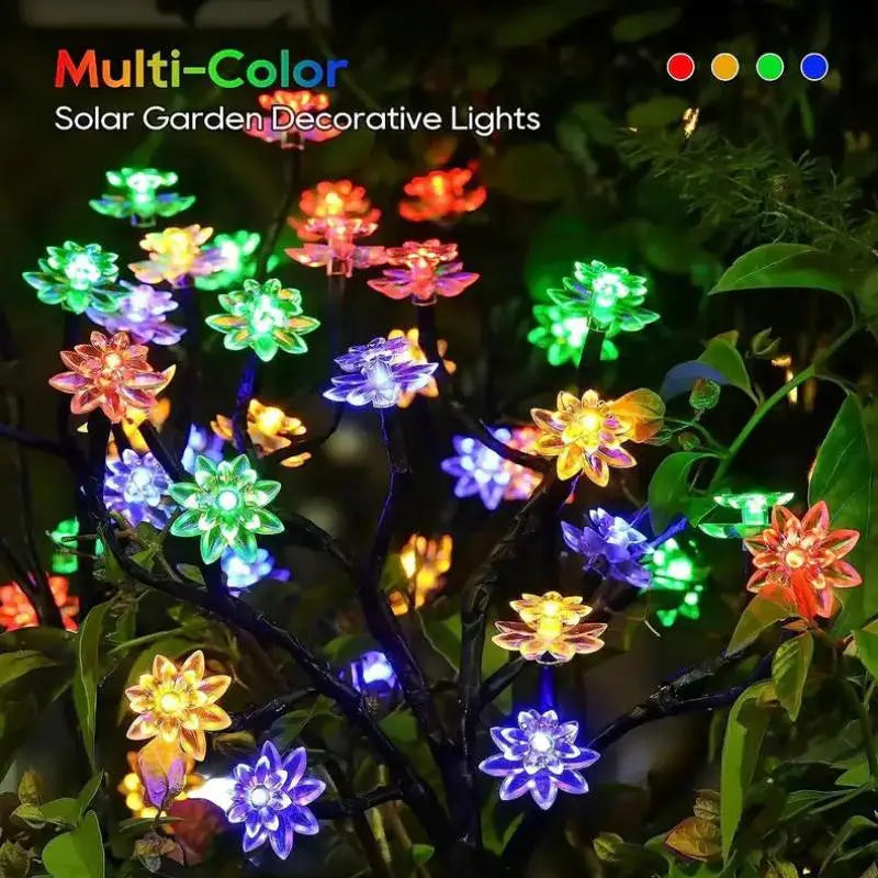 20 Leds Solar Cherry Blossom Lotus Lights Garden Light Outdoor Lawn Qme